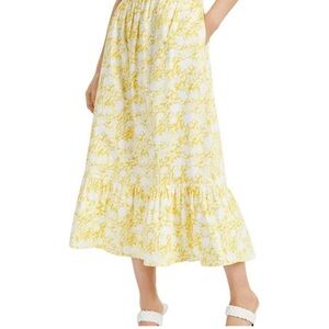 INC International Concepts Yellow Floral
Midi Tiered Skirt Petite Small